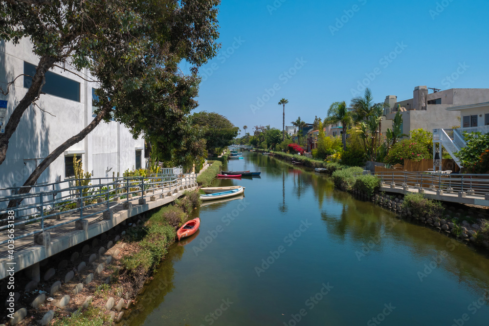 Beautiful view of Venice Beach canals in California