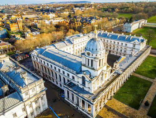 Fotobehang Aerial view of Old Royal Naval College in Greenwich, London