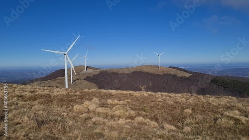 Renewable energy from wind power generators on the high mountain