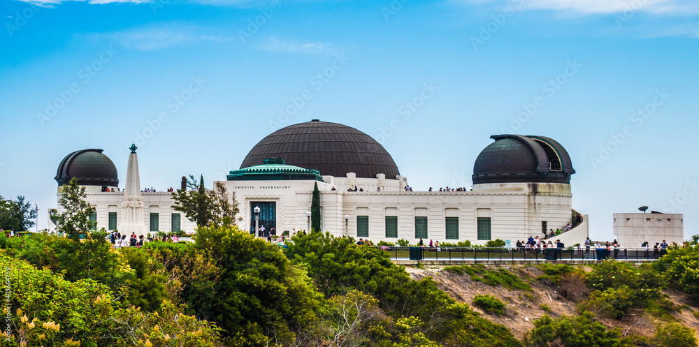 View of Griffith Observatory in Los Angeles City on Summer.
