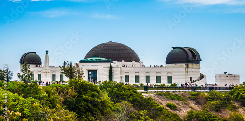 View of Griffith Observatory in Los Angeles City on Summer.