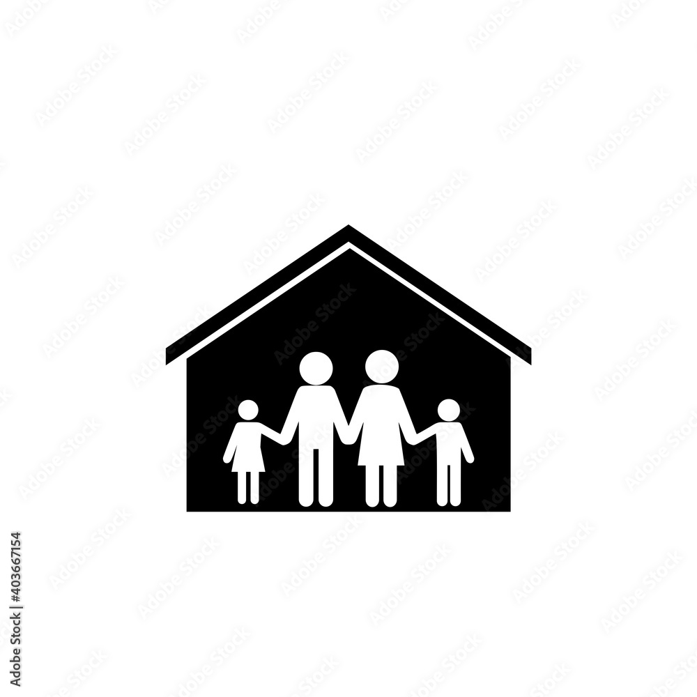 Family in house icon isolated on white background. Family protect concept Family in house icon isolated on white background. Family protect concept