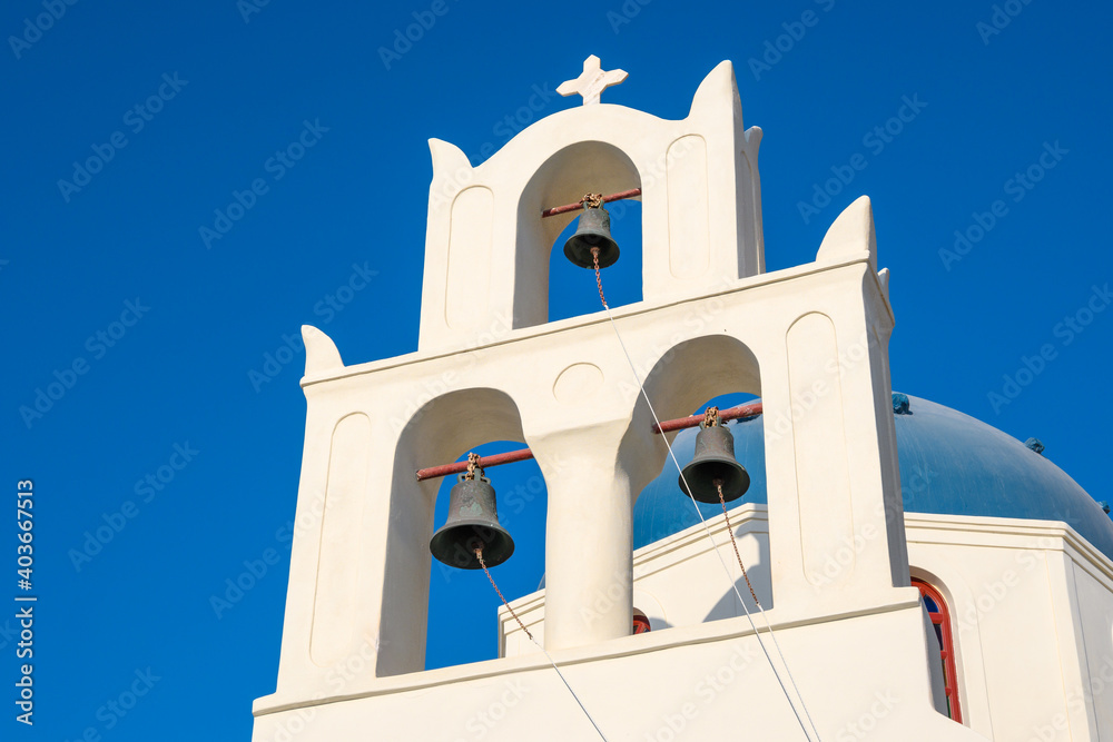 Church in Oia village on Santorini. Cyclades, Greece