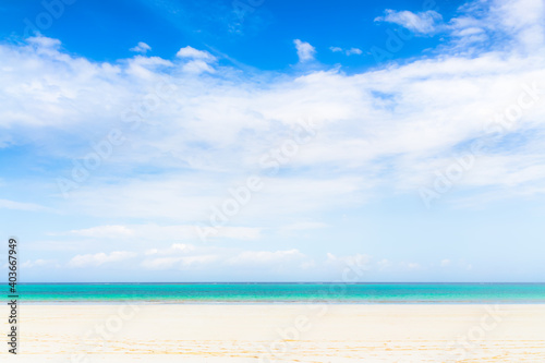  empty beach and blue sky  background