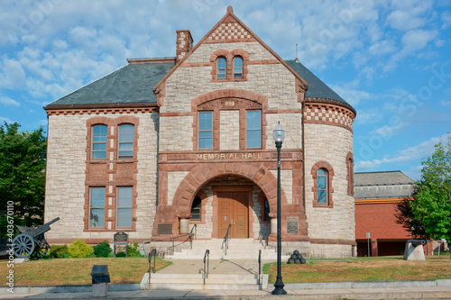 Historical and Romanesque style memorial hall Milford MA USA