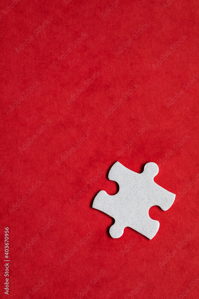 Closeup of jigsaw puzzle isolated. Missing jigsaw puzzle piece