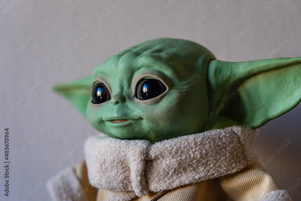 Obraz premium DECEMBER 2020: The Child, Grogu or baby Yoda, fictional character from the TV series The Mandalorian.