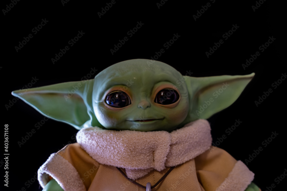 Obraz premium DECEMBER 2020: The Child, Grogu or baby Yoda, fictional character from the TV series The Mandalorian.