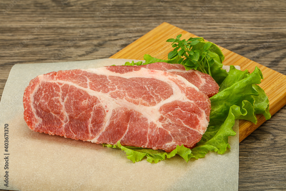 Raw pork meat neck steack Raw pork meat neck steack