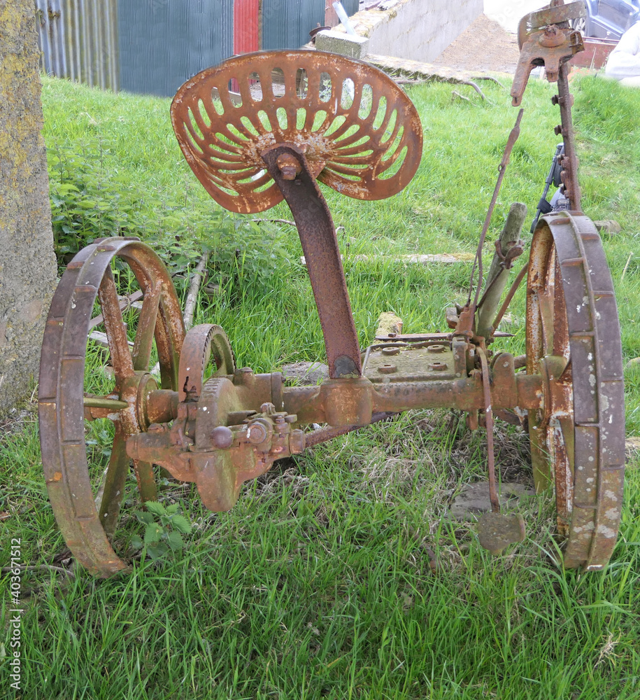 Horse Drawn Reaper used for cutting grass and other crops Stock Photo ...