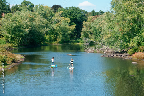 Kayaking on concord river of minute man national historical park MA USA photo