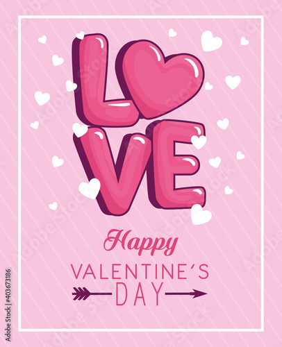 Happy valentines day and love hearts of passion and romantic theme Vector illustration