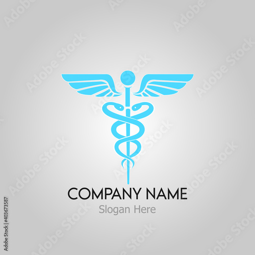 medical symbol with blue caduceus