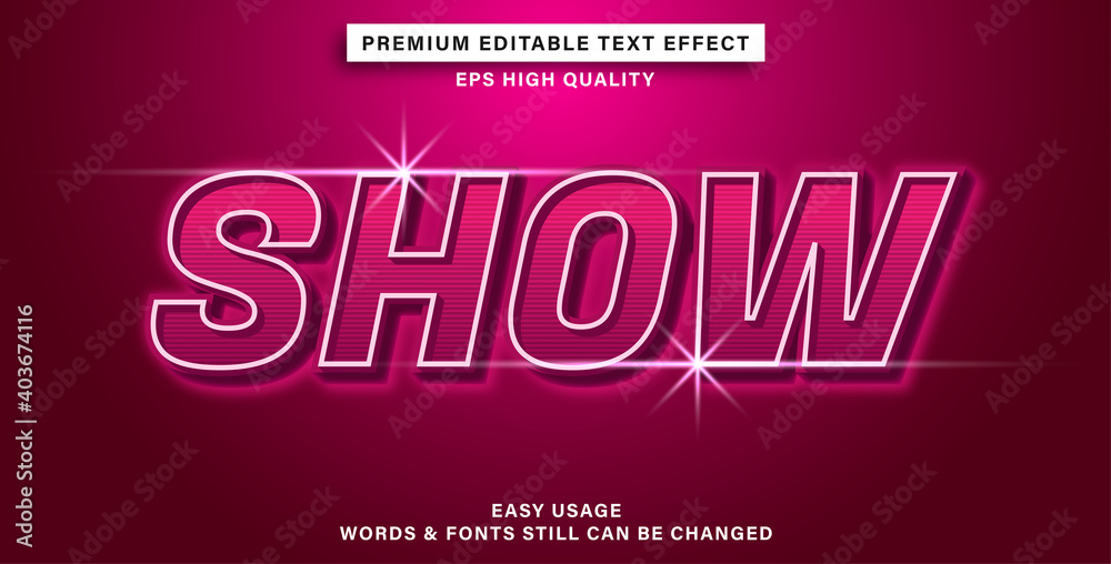 editable text effect show