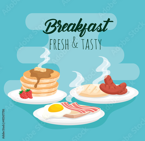 Breakfast icon group design  food fresh tasty and meal theme Vector illustration