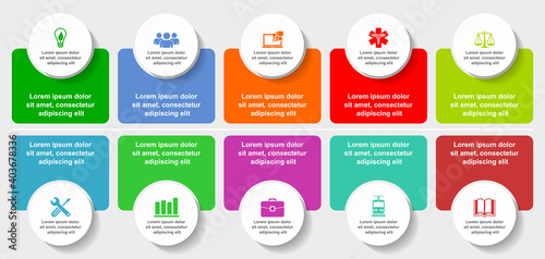 Infographic vector template for presentation, chart, diagram, graph, business concept with 10 options