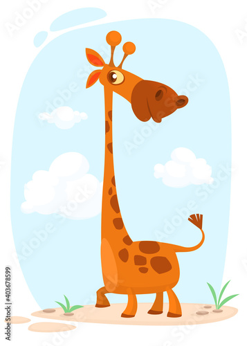 Funny giraffe cartoon design. Vector illustration