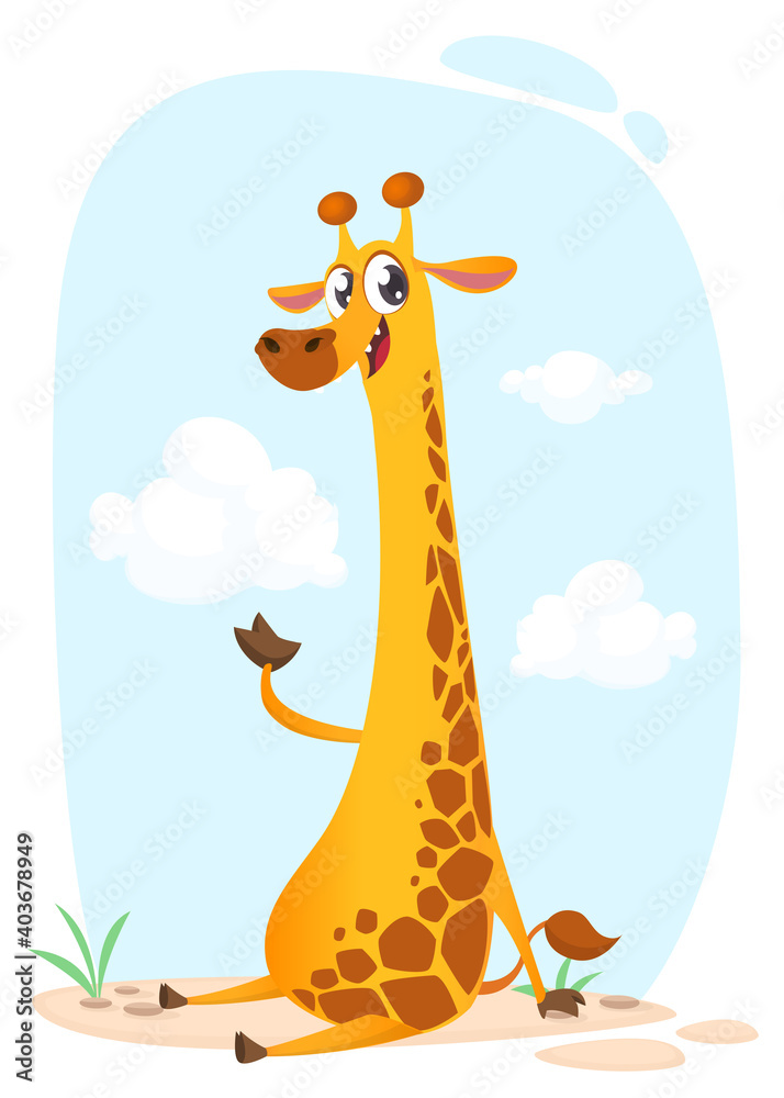 Obraz premium Funny giraffe cartoon design. Vector illustration