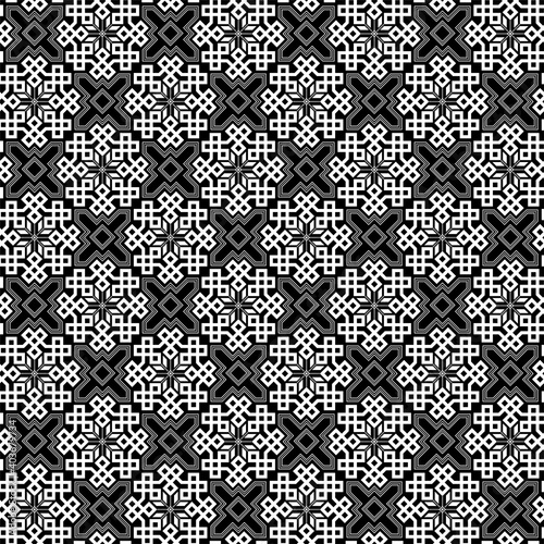 Ethnic geometric seamless pattern. Antique Turkish style. Black and white colors. Sample is included in swatches panel.