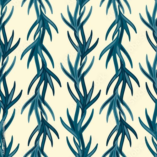 Seamless vector botanical pattern colourful abstract design of blades of grass in lines