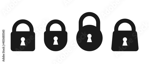 Set of padlocks. Flat icons. Vector illustration.