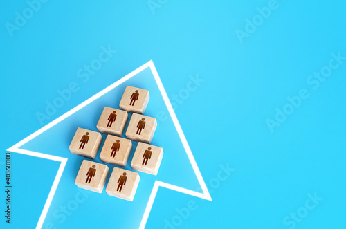 Quadro su tela A group of people form a single movement arrow