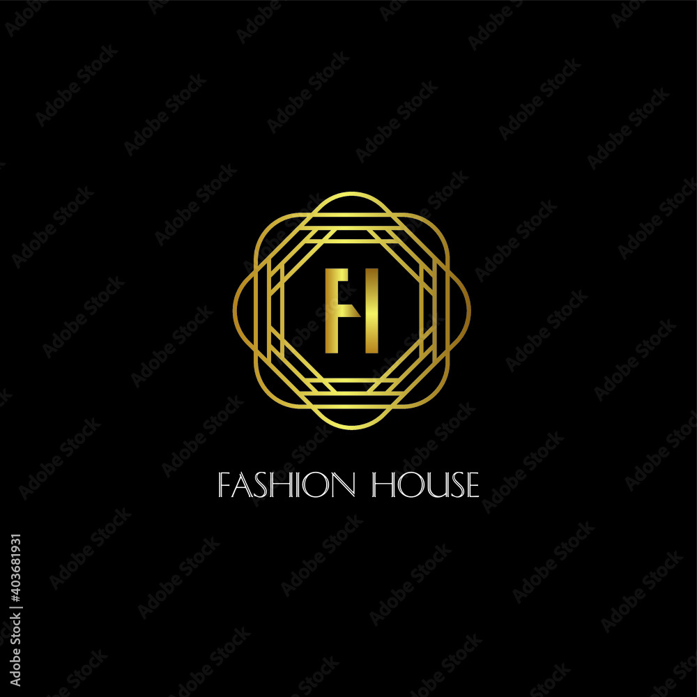 FH Logo design, Ornament golden emblem vector design FH Logo design, Ornament golden emblem vector design