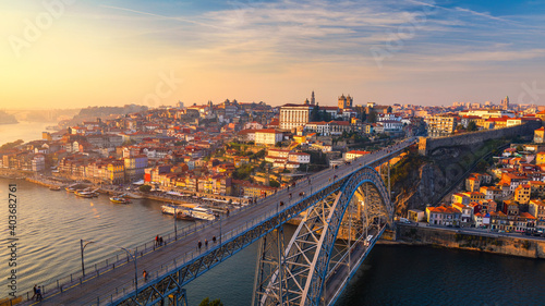 Scenic view of the Porto Old Town pier architecture over Duoro river in Porto  Portugal