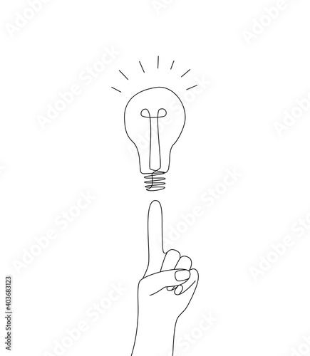 black linear hand and lamp
