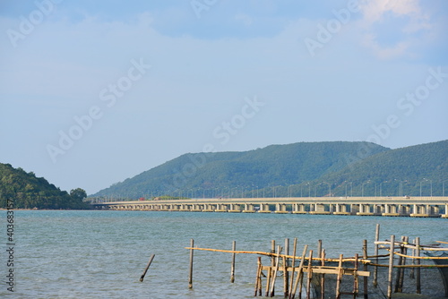 view of the town and the fishing community. From the top of the mountain at the highest point of Koh Yor  Songkhla Province  Thailand