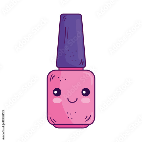 Kawaii nail polish cartoon design, make up and cute character theme Vector illustration