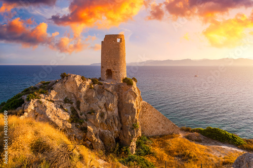 Torre del Prezzemolo, an old coastal tower in Cagliari, Sardinia, Italy. photo