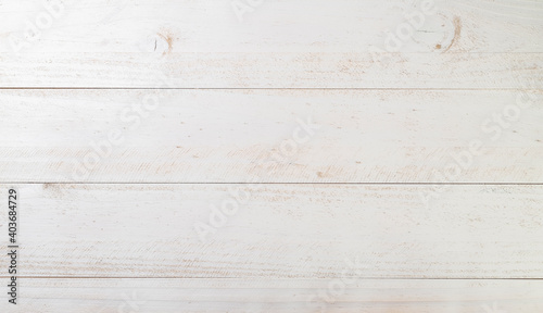 Old white wood table. Rustic wood background