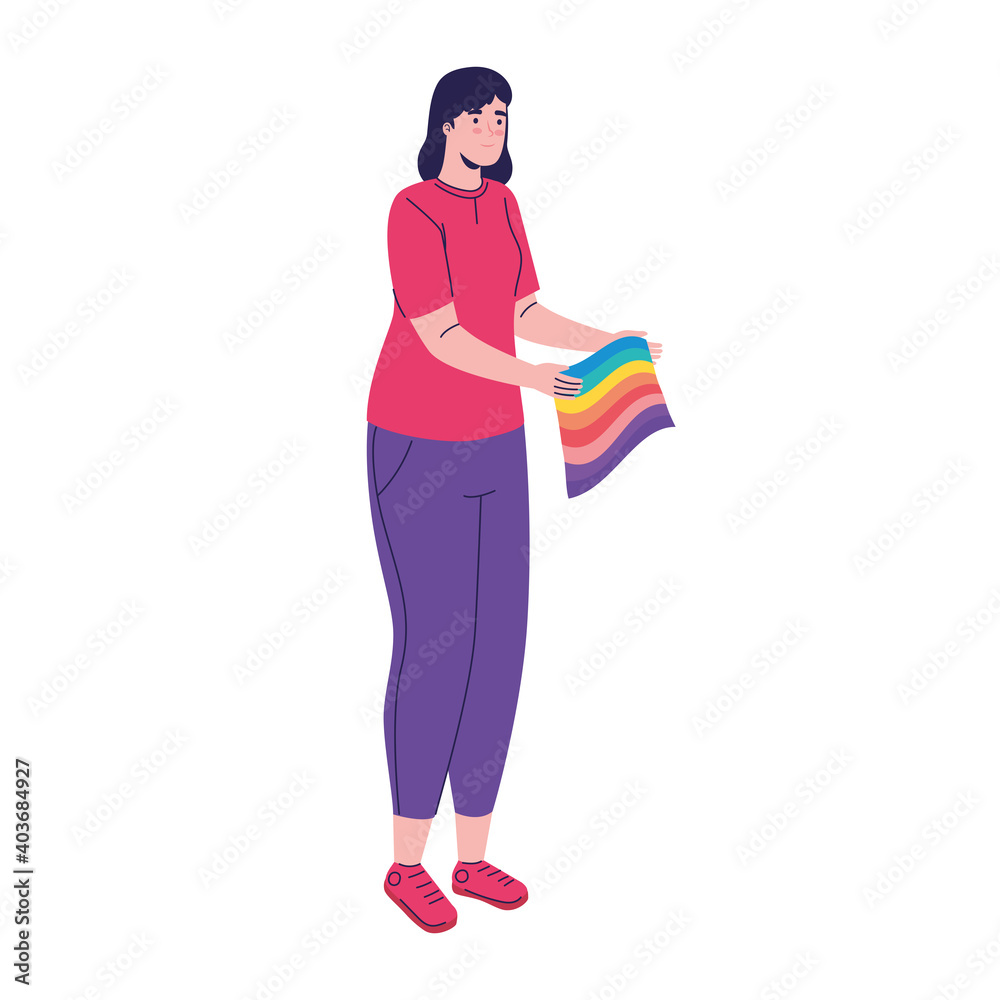 young woman with lgtbi flag pride character vector illustration design young woman with lgtbi flag pride character vector illustration design