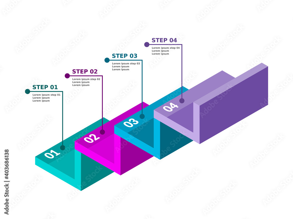Stairs infographic. Four steps or options. Colorful infographics for ...