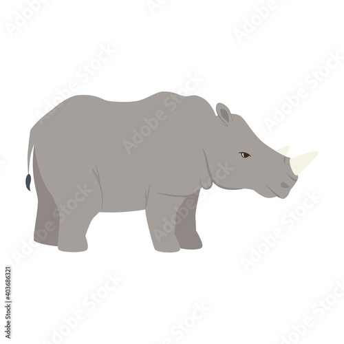 rhino african animal wild character vector illustration design