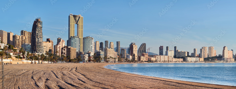 Fototapeta premium Sandy beach of Benidorm. Spain