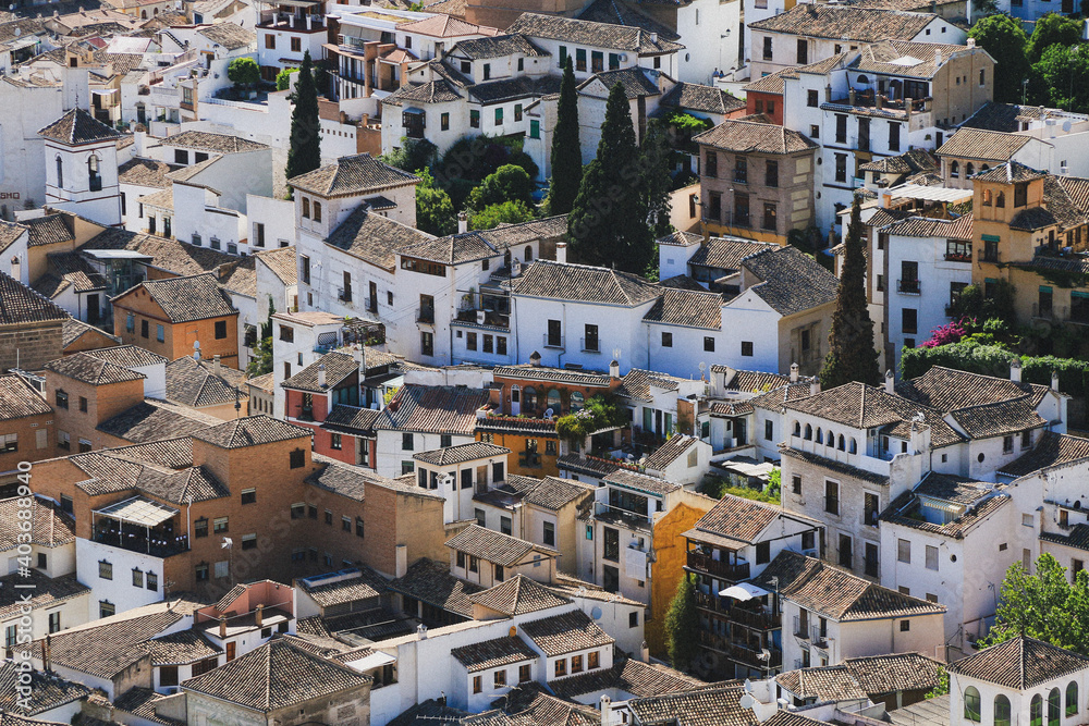 View of the old town of Albaicín, Granada, Spain.