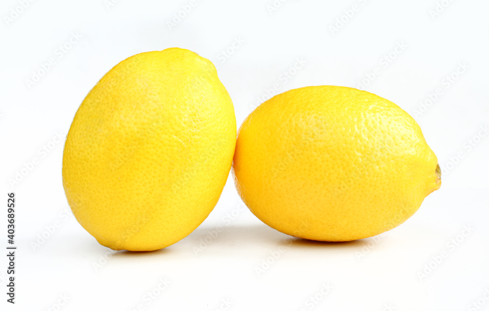 Two lemons isolated on white background. Close up fruits Two lemons isolated on white background. Close up fruits