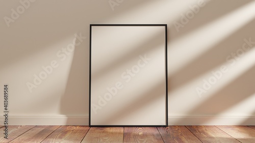 Empty framed canvas for mockups and art illustrations photo