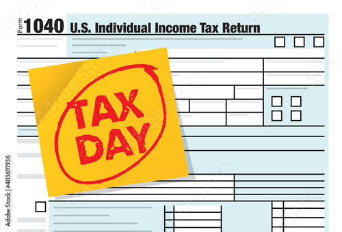 United States Income Tax Day Theme Illustration