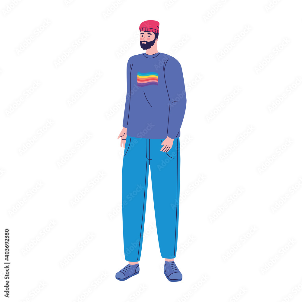 young man with lgtbi flag in the shirt character vector illustration design young man with lgtbi flag in the shirt character vector illustration design