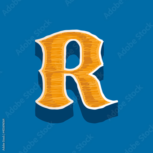 R letter embroidered logo in classic collegiate or sports style. photo