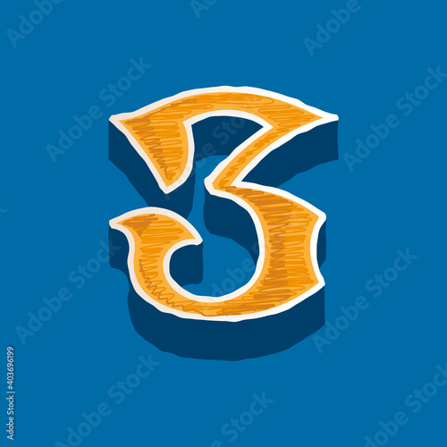 Number three embroidered logo in classic collegiate or sports style.