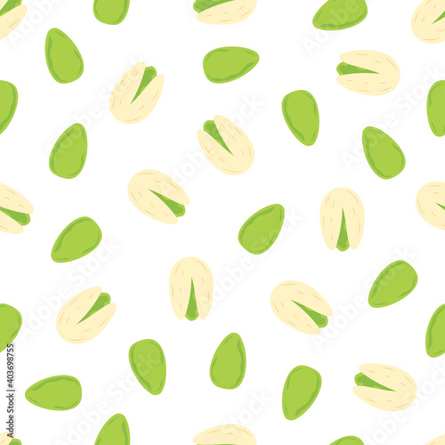 pistachio seamless pattern on white, vector illustration