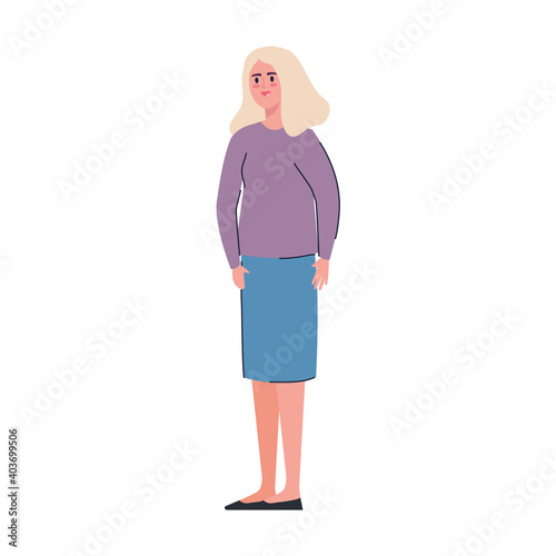 old woman standing avatar character vector illustration design