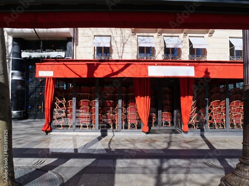 A restaurant closed in France due to Coronavirus. 15th march 2020. © Yann Vernerie