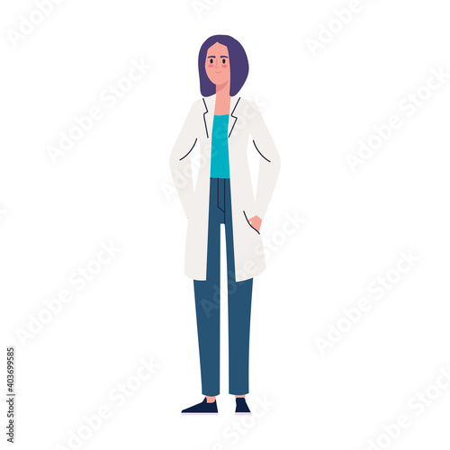 female doctor professional avatar character vector illustration design