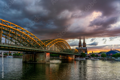 Sunset over the Cologne Cathedral, Germany.