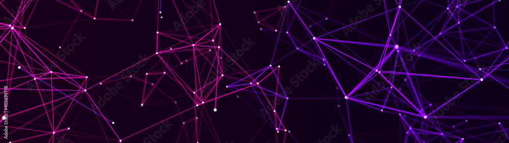 Fototapeta premium Abstract digital background of points and lines. Glowing plexus. Big data. Network or connection. Abstract technology science background. 3d rendering